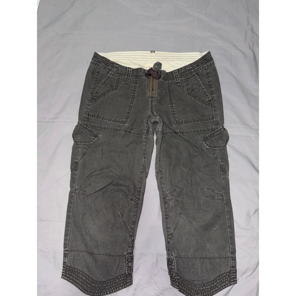Miss Bisou Womens Cargo Capri Pants Charcoal Gray Y2K Utility Cropped Trousers 7